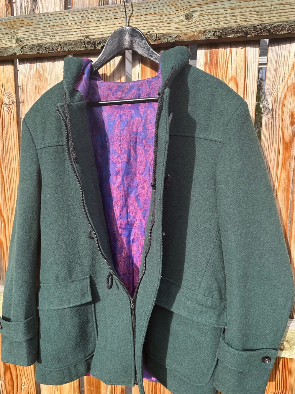 RARE Pretty Green x Gloverall Black Label Monty Duffle Coat Green Paisley Wool